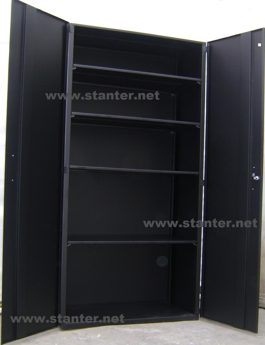 Armario metálico con 4 estantes y puertas batientes de oficina