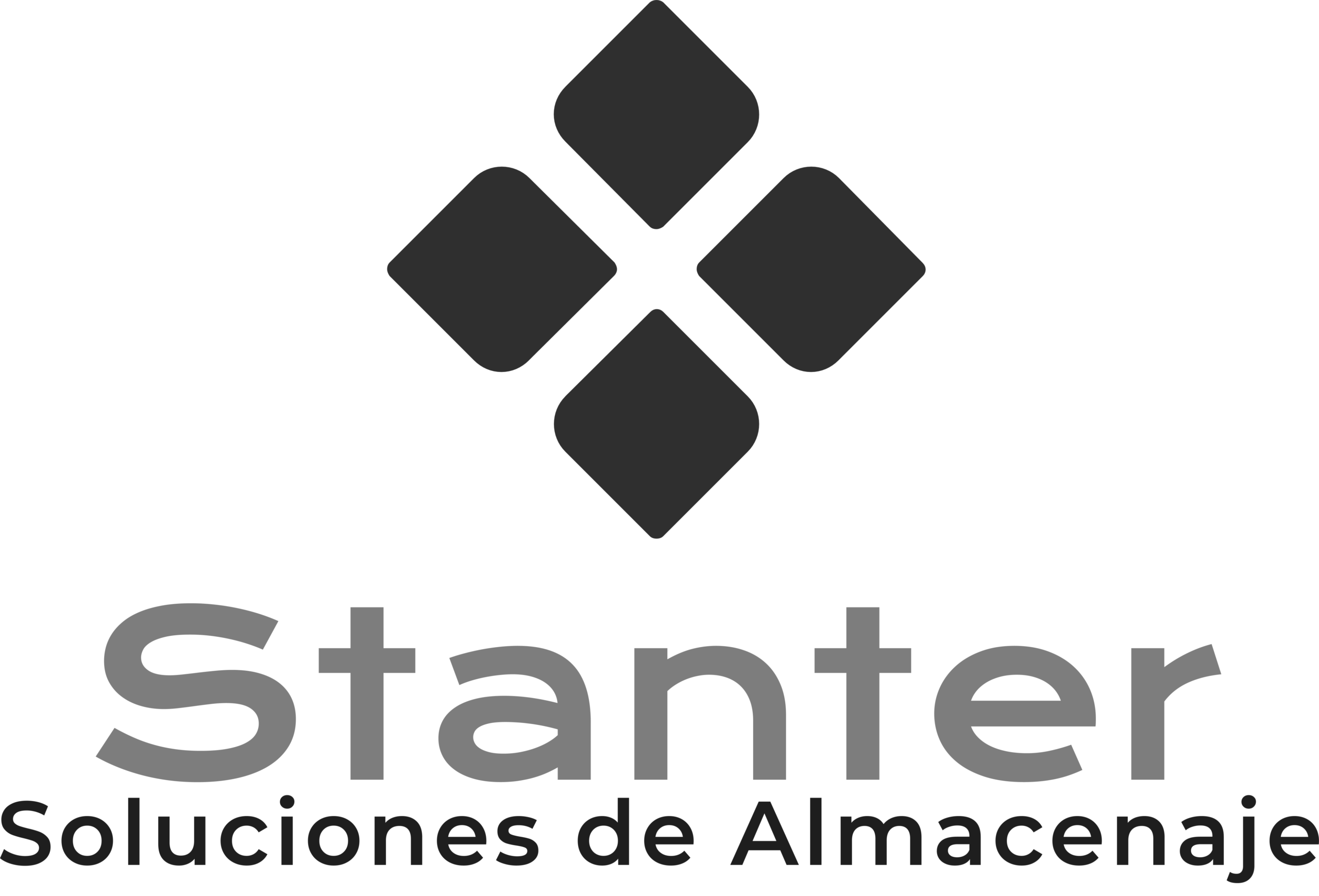 Logo for Stanter — Soluciones de Almacenaje, featuring a diamond-shaped emblem above the brand name in gray text
